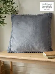 Catherine Lansfield Grey Velvet and Faux Fur Soft Cosy Cushion (215052) | $37