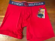 NWT TOMMY HILFIGER MENS BOXER BRIEFS AUTHENTIC STRETCH BLEND OF MODAL IN RED MED