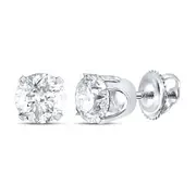 14k White Gold Round Diamond Excellent Solitaire Earrings 3/8 Cttw (Certified)