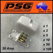 50 x Mini Junction Box With 3 Terminals 30 Amp,TPS,O/circ Household Industrial