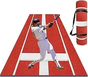 Softball Pitching Mat,10' x 3' Baseball Softball Hitting Batting Mat with Inlaid Rubber Mound,Indoor/Outdoor Practice Baseball Hitting Mat for Softball & Baseball Pitchers(Red,91 * 180CM)