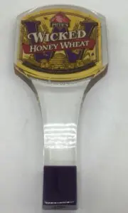 Pete’s Wicked Honey Wheat Lucite Beer Tap Handle Tapper 7.5” Purple Gold Clear