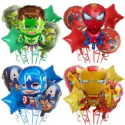 Cartoon Avengers themed Iron Man Captain America Spider Man Hulk Balloon Set Kid