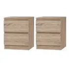 Artiss 2x Bedside Table 2 Drawers - PEPE Oak