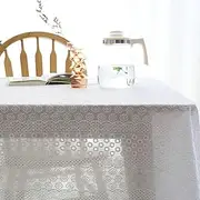 EHOMERY Table Cloths for Kids Birthday Picnic Table Cover Daisy Dining Table Cloths Gorgeous Extra Large Oilcloth Tablecloth Cotton White Table Decoration 140X240Cm