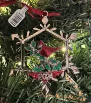 2024 Harvey Lewis Red Cardinal Bird Church Christmas Tree Ornament w Crystals