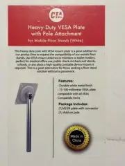 Heavy Duty VESA Plate Adaptor With Pole Attachment CTA Add-On for Mounts, White