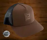 New RVCA All The Way Curved Light Brown Mens Snapback Trucker Hat Cap