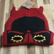 Magellan Beanie Toboggan Hat Cap Ski Winter Red Black Devil Monster Roll Down