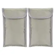 2Pcs Faraday Bags, 6.5" Signal Blocking Privacy Protection Wallet, Silver -grey
