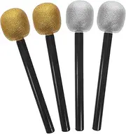 ibasenice 4pcs Fake Microphone Sparkly Mic Karaoke Machine Microphones Microphone and Stand ’s Fake Headset Blow up Microphone Karaoke Game Microphone or