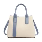 GGP Off White And Blue Retro Fashion Handbag Elegant Tote With Large Capacity For Work And Daily Use