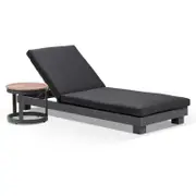 Outdoor Santorini Aluminium Sun Lounge W/ Round Table - Charcoal