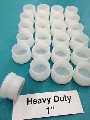 24 Plastic White Patio Chair Leg Feet Inserts Cups 1" Glide Caps 1 inch