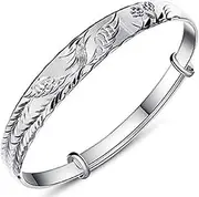 [GASELO] Chain Bracelets,Silver Bracelet,Fashion Bangle,Sterling Silver Bracelet for Women,Women 925 Sterling Silver Bracelet Vintage Phoenix Adjustable Cuff Bangle Ladies Jewellery Birthday Gifts