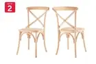 Set of 2 Matt Blatt Melrose Cross Back Dinning Chairs (Natural Beech/Rattan