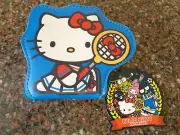 Sanrio Hello Kitty w Tennis Racket Faux Leather Zip Pouch Make Up Bag Case NWT