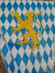 NEW!,OKTOBERFEST Lion Flag Bunting: Festive Blue And White Checkered Triangular