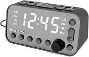 DAB & FM Radio Digital Alarm Clock LCD Backlight Dual USB Port Sleep Timer for Office Bedroom Travel