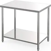 Stainless Steel Table, 36" x 24" Prep Workstation, 1000 LBS, NSF Commercial Work Table with Adjustable Undershelf and Galvanized Legs, for Restaurant, Home, Kitchen, Hotel, Outdoor