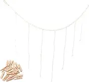 GRIRIW DIY Rustic Bead Photo Display Wall Decor with Clips Farmhouse Beads for Hanging Pictures Memo Notes for Home Decoration