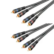 4pc Goobay Flexible 1.5m Male RCA Stereo Cable Connector Cord For Speaker Black