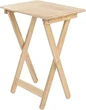 Classic Portable TV Dinner Rectangular Folding Tray Table, Classic TV Dinner Folding Trays with Storage Rack Tray Table Set Wooden Snack Tables
