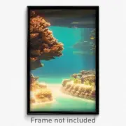 Pixel Art Poster - Calm Reef (8 Bit Psychedelic Trippy Weird Video Game Print)