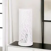 Hambleton Table Lamp Laser Cut in Satin Nickel w/ Black or White Shade