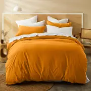 MyHouse Stonewash Quilt Cover Set 210X210cm - Mango - Queen