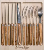 Laguiole Jean Neron 12pc Cutlery Set - Olive Wood