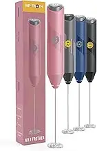 MR FROTH Handheld Milk Frother - Battery-Operated Coffee Frother Wand - Durable & Food-Safe Drink Mixer - Noise-Free, No Shaking - Electric Hand Held Coffee Whisk Frother for Matcha, Milkshake (Pink)