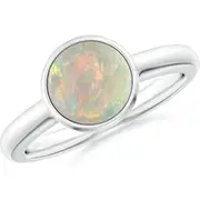 Bezel-Set Round Opal Solitaire Engagement Ring