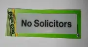 No Solicitors Self Adhesive Deco Sign Hy-Ko 3" x 9" Plastic Rectangle Work Home