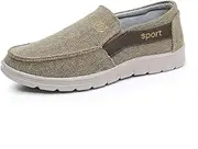 [Asifn] Men's Canvas Casual Flat Loafers Lightweight Walking Outdoor Breathable Cushioning Wide Toe Mesh Camping Shoes