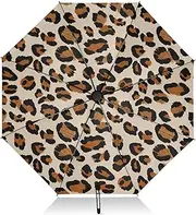 [RPLIFE] Umbrella, Auto Open Close Folding Umbrella Compact Windproof, Compact Size for Backpacks/Handbags - for Travel, Leopard Print Beige