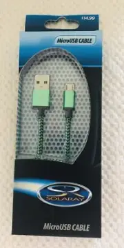 Solaray Micro USB Cable Braided Cord Green