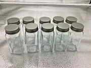 10 Glass Spice Jars Bottles, 4 oz Spice Containers