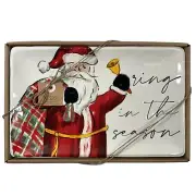 MUD PIE Ring In The Season Santa Sentiment Platter New In Box