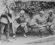 German artillery soldiers take a break from firing Verdun World War I 8x10 Photo