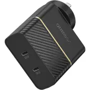 OtterBox 50W Dual Port USB-C Fast PD Wall Charger - Black (78-80354),2x USB-C (30W + 20W),Supports PPS,Compact,Safe,Ultra-Durabl