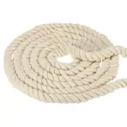 3/4inx49ft Twisted Cotton Rope 3 Strand Tug of War Rope with Sealing Tape Beige
