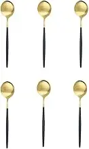 Tea Spoon Dessert Spoons 6Pcs Matte Stainless Steel Teaspoon for Dessert Ice Cream Stirring Coffee Small Spoons Kitchen Accessories Mini Gold Spoon Set 6Pcs Black Gold