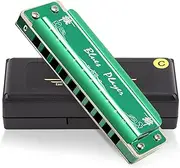 [East top] Upgrade Harmonica, C Key 10 Hole Professional Green Diatonic Blues Harmonica For Adults, Professionals, Beginners, Students and Kids, as Best Gift