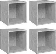 TV Unit with 4 Storage Cabinets - Concrete Grey Engineered Wood TV Stand (37x35x37 cm) - Modern Space-Saving Design for Living Room & Bedroom