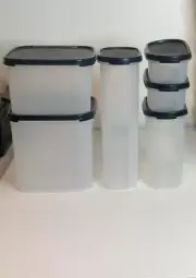 TUPPERWARE MODULAR MATES SET OF 6 NEW FREE SHIPPING ! CLEAR W/LIDS