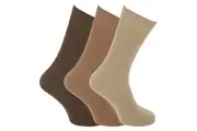 Mens Big Foot Non Elastic Diabetic Socks (3 Pairs) (Shades Of Brown) (UK 6-11 EURO 39-45)