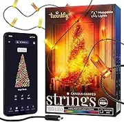 Twinkly Candies Candle-Shaped Light String with 100 RGB LEDs. 6 Meters. Clear Wire. App-Controlled. USB-C-Powered. Indoor Smart Home Lighting Decoration.