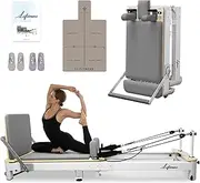Li Fitness Pilates Reformer Set, Commercial Grade Foldable Pilates Machine with Jumpboard, Reformer Box, Pilates Mat & Socks for Home Workout, Gym Exercise Up to 280 KGs Capacity