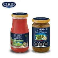 在飛比找momo購物網優惠-【CIRIO】義大利 番茄羅勒紅醬 420g+羅勒青醬 19